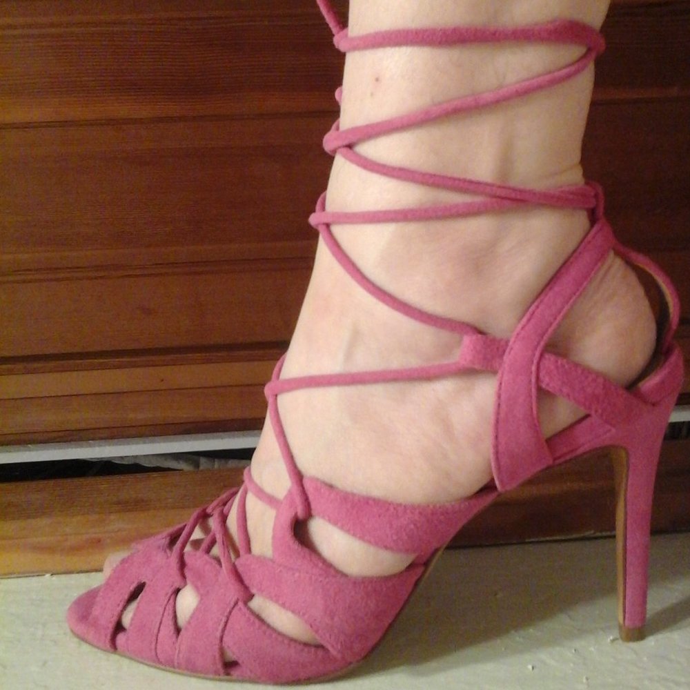 Hot Pink Gladiator Spiked Heels
